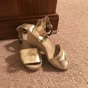 Gold Soludos Platform Wedge Heel